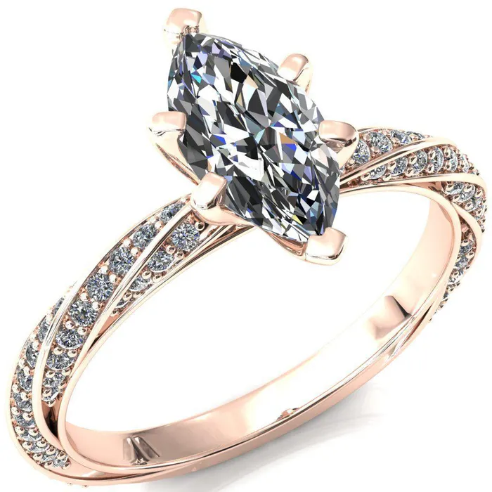 Rings Fire Brilliance Elysia Marquise Moissanite 6 Prong 34 Eternity Diamond Accent Ring
