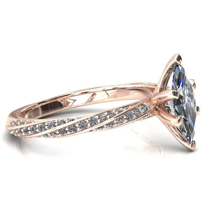 Rings Fire Brilliance Elysia Marquise Moissanite 6 Prong 34 Eternity Diamond Accent Ring