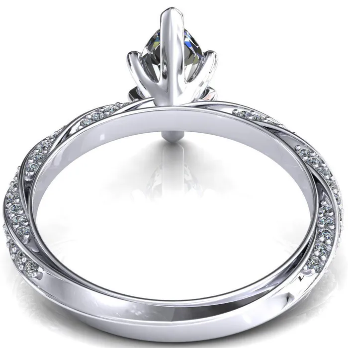 Rings Fire Brilliance Elysia Marquise Moissanite 6 Prong 34 Eternity Diamond Accent Ring