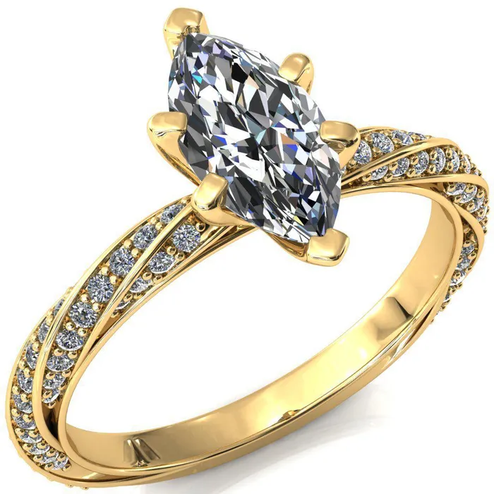 Rings Fire Brilliance Elysia Marquise Moissanite 6 Prong 34 Eternity Diamond Accent Ring
