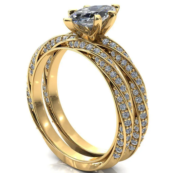 Rings Fire Brilliance Elysia Marquise Moissanite 6 Prong 34 Eternity Diamond Accent Ring