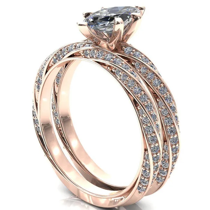 Rings Fire Brilliance Elysia Marquise Moissanite 6 Prong 34 Eternity Diamond Accent Ring