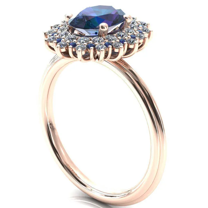 Rings Fire Brilliance Eridanus Oval Alexandrite Cluster Diamond and Alexandrite Halo Wedding Ring ver1