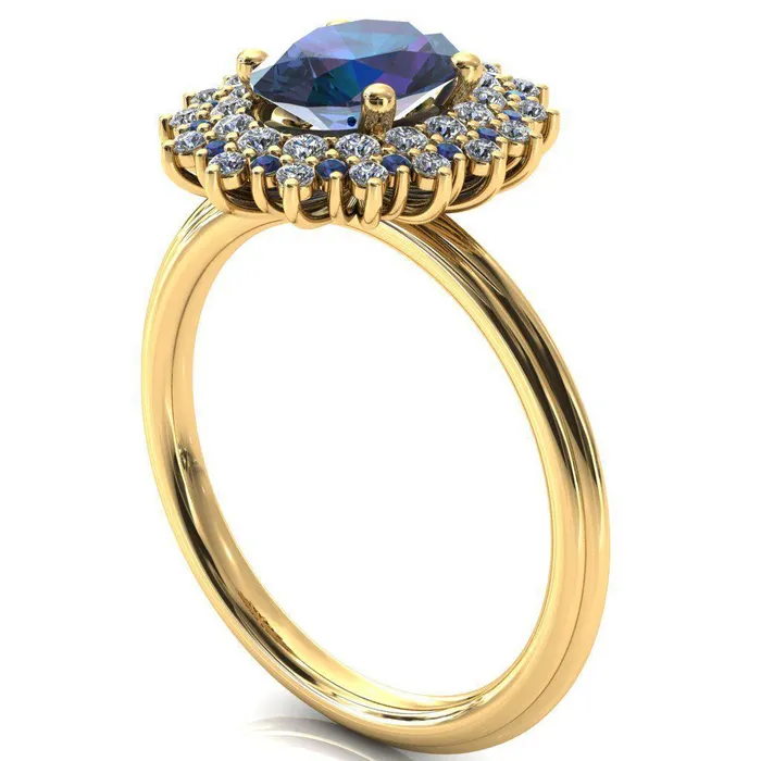 Rings Fire Brilliance Eridanus Oval Alexandrite Cluster Diamond and Alexandrite Halo Wedding Ring ver1