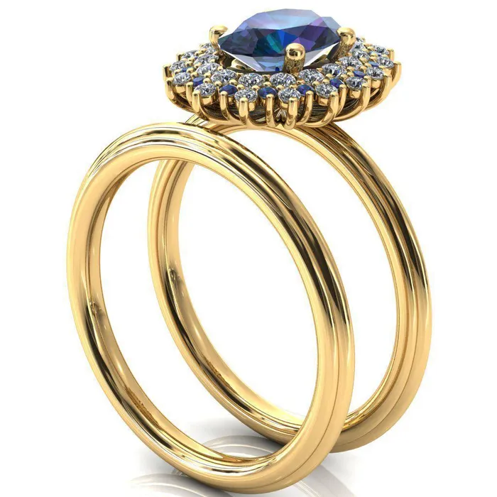 Rings Fire Brilliance Eridanus Oval Alexandrite Cluster Diamond and Alexandrite Halo Wedding Ring ver1