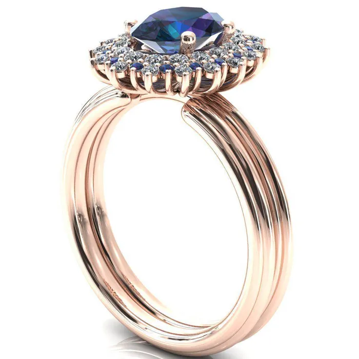Rings Fire Brilliance Eridanus Oval Alexandrite Cluster Diamond and Alexandrite Halo Wedding Ring ver1