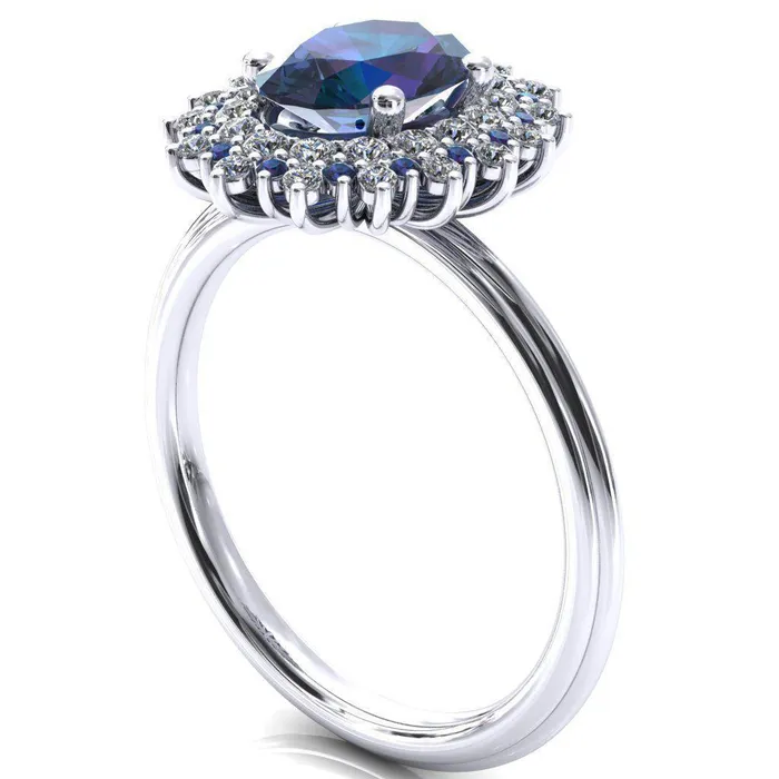 Rings Fire Brilliance Eridanus Oval Alexandrite Cluster Diamond and Alexandrite Halo Wedding Ring ver1