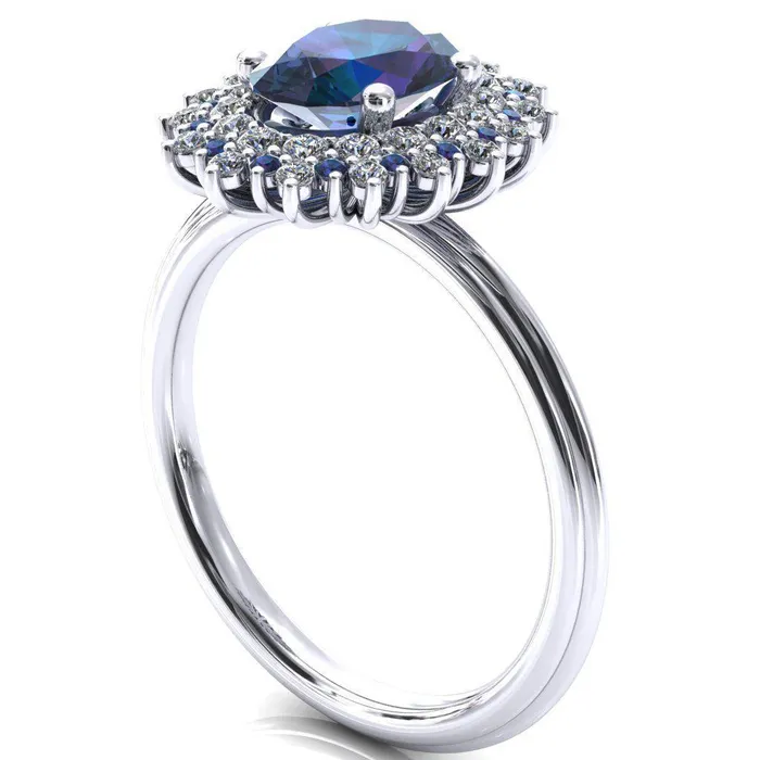 Rings Fire Brilliance Eridanus Oval Alexandrite Cluster Diamond and Alexandrite Halo Wedding Ring ver1