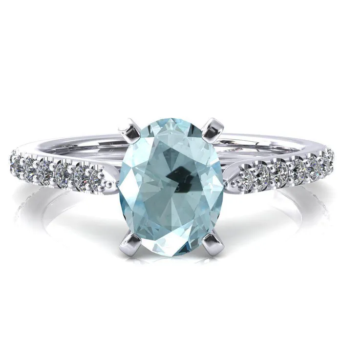 Rings Fire Brilliance Kelsy Oval Aqua Blue Spinel 4 Prong 34 Shared Scalloped Inverted Cathedral Ring Rings Fire Brilliance Kelsy Oval Aqua Blue Spinel 4 Prong 34 Shared Scalloped Inverted Cathedral Ring