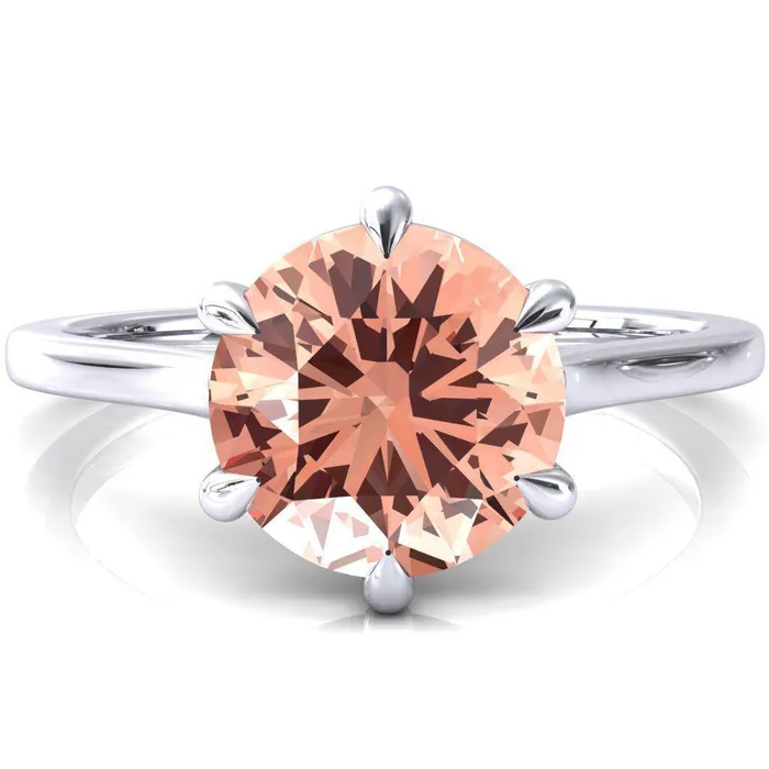 Rings Fire Brilliance Lizzy Round Champagne Sapphire 6 Claw Prong Cathedral Engagement Ring Rings Fire Brilliance Lizzy Round Champagne Sapphire 6 Claw Prong Cathedral Engagement Ring