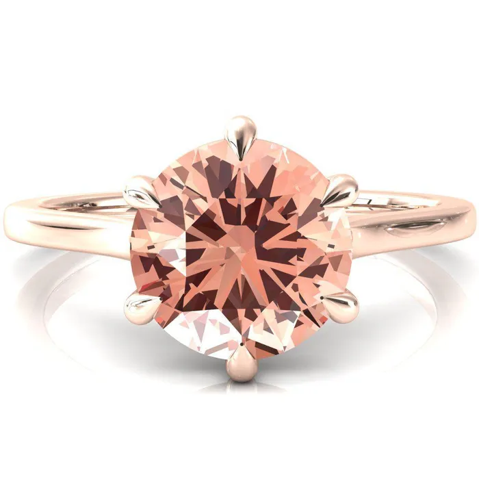Rings Fire Brilliance Lizzy Round Champagne Sapphire 6 Claw Prong Cathedral Engagement Ring