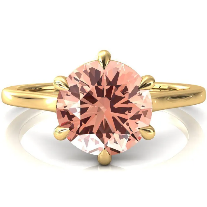 Rings Fire Brilliance Lizzy Round Champagne Sapphire 6 Claw Prong Cathedral Engagement Ring