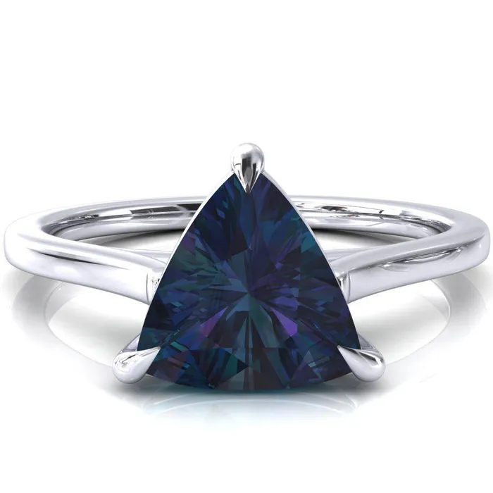 Rings Fire Brilliance Lizzy Trillion Alexandrite 3 Claw Prong Cathedral Engagement Ring Rings Fire Brilliance Lizzy Trillion Alexandrite 3 Claw Prong Cathedral Engagement Ring