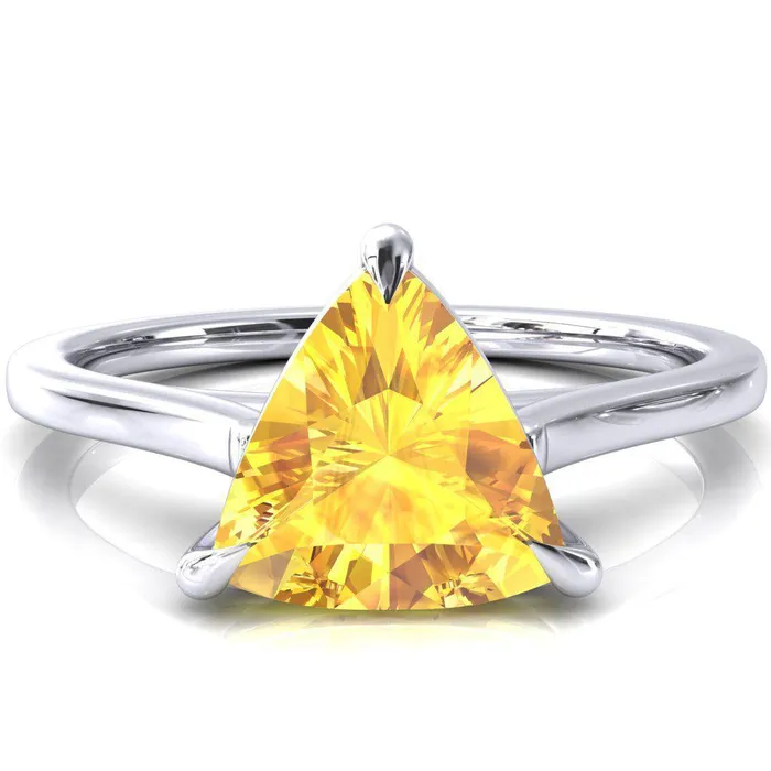 Rings Fire Brilliance Lizzy Trillion Yellow Sapphire 3 Claw Prong Cathedral Engagement Ring Rings Fire Brilliance Lizzy Trillion Yellow Sapphire 3 Claw Prong Cathedral Engagement Ring