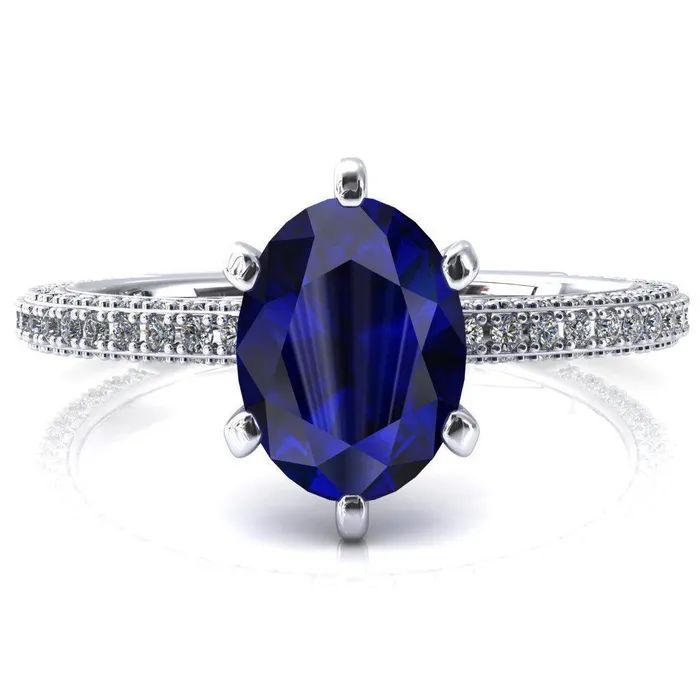 Rings Fire Brilliance Mariyah Oval Blue Sapphire 6 Prong 34 Eternity 3 Sided Diamond Shank Engagement Ring Rings Fire Brilliance Mariyah Oval Blue Sapphire 6 Prong 34 Eternity 3 Sided Diamond Shank Engagement Ring