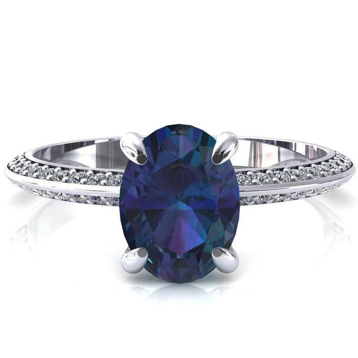 Rings Fire Brilliance Nancy Oval Alexandrite 4 Prong 12 Eternity Diamond Knife Shank Accent Engagement Ring Rings Fire Brilliance Nancy Oval Alexandrite 4 Prong 12 Eternity Diamond Knife Shank Accent Engagement Ring