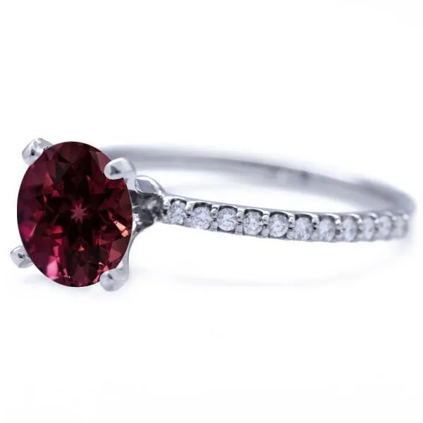 Rings Fire Brilliance Round Ruby 4 Prongs Diamond Accent Ice Solitaire Ring