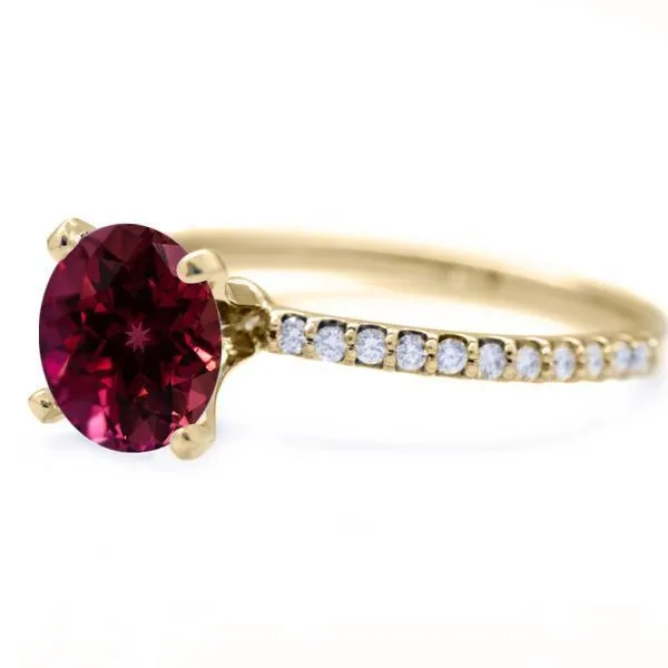 Rings Fire Brilliance Round Ruby 4 Prongs Diamond Accent Ice Solitaire Ring