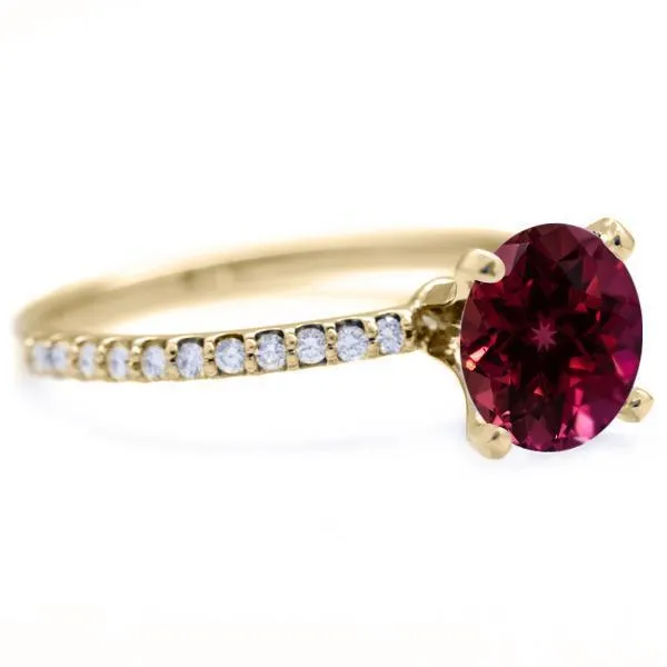Rings Fire Brilliance Round Ruby 4 Prongs Diamond Accent Ice Solitaire Ring