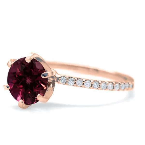 Rings Fire Brilliance Round Ruby 4 Prongs Diamond Accent Ice Solitaire Ring