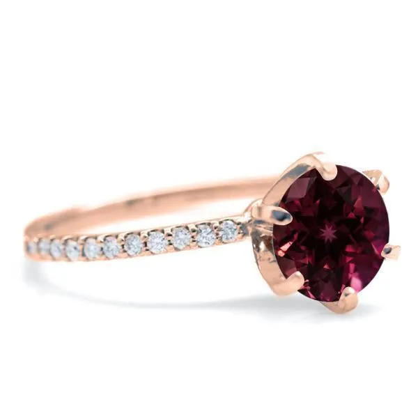 Rings Fire Brilliance Round Ruby 4 Prongs Diamond Accent Ice Solitaire Ring