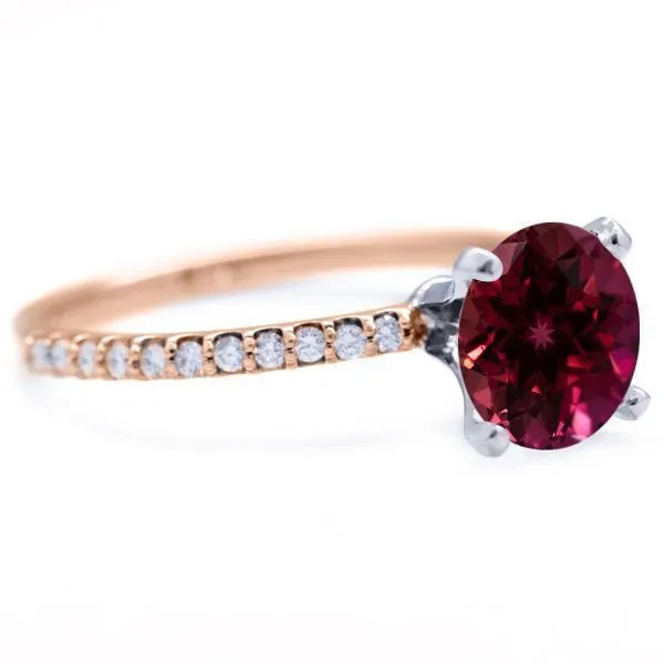 Rings Fire Brilliance Round Ruby 4 Prongs Diamond Accent Ice Solitaire Ring