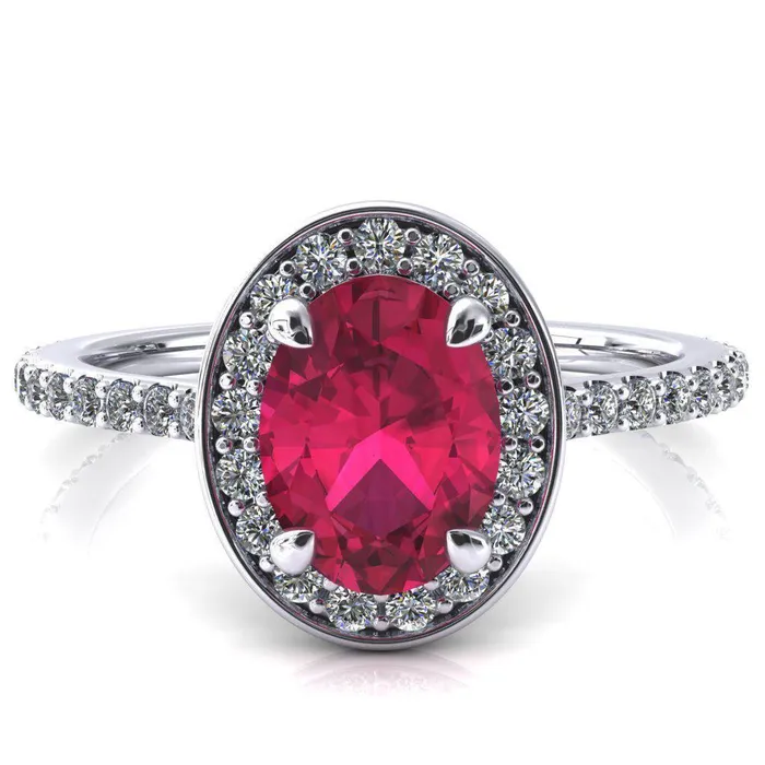 Rings Fire Brilliance Valma Oval Ruby Floating Diamond Halo and Sides Ring Rings Fire Brilliance Valma Oval Ruby Floating Diamond Halo and Sides Ring