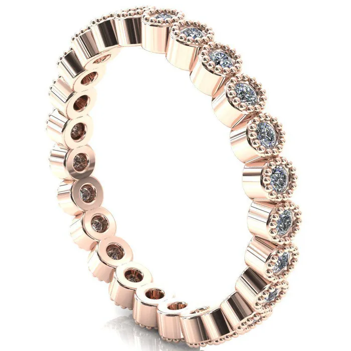 Rings Fire Brilliance Zinnia Round Center Stone 6 Prongs Milgrain Halo Accent Ruby Ring