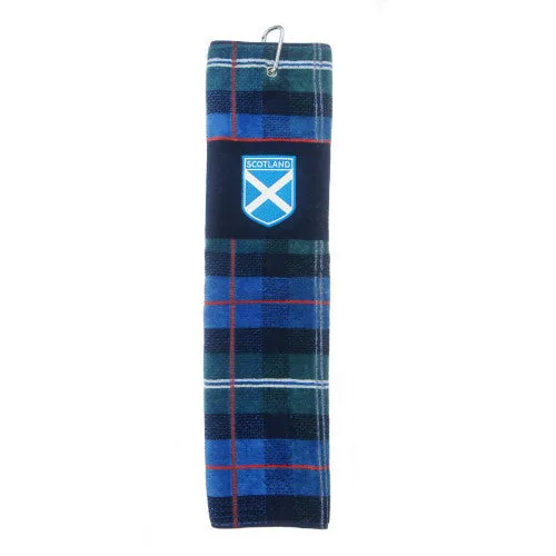 Rings Glen Appin Saltire Shield Embroidered Blue Tartan Golf Towel