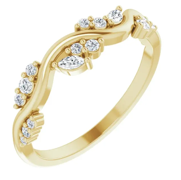 Rings Juliette Round and Marquise Diamond or Moissanite 12 Eternity Ice Solitaire 16 CTW Band Fire Brilliance 