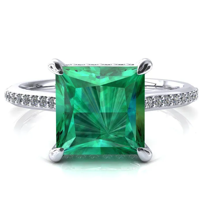 Rings Kiki Princess Emerald 4 Prongs Claw Floating Halo 12 Pinpoint Inverted Cathedral Ring Fire Brilliance Rings Kiki Princess Emerald 4 Prongs Claw Floating Halo 12 Pinpoint Inverted Cathedral Ring Fire Brilliance