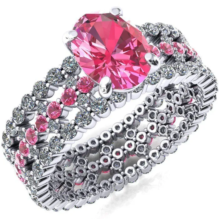 Rings Lacy Oval Pink Sapphire Full Eternity Pink Sapphire and Diamond Accent Ring Fire Brilliance Rings Lacy Oval Pink Sapphire Full Eternity Pink Sapphire and Diamond Accent Ring Fire Brilliance