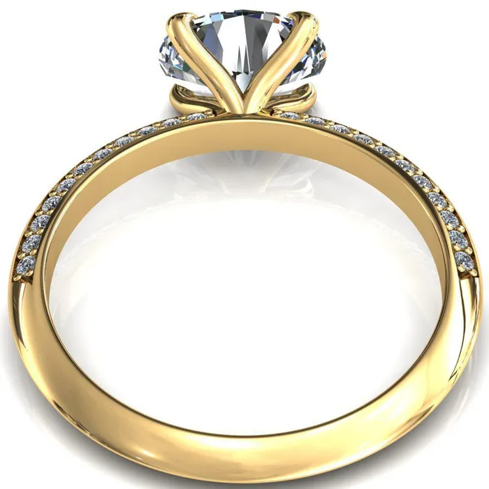 Rings Nancy Oval Center Stone EastWest 4 Prong 12 Eternity Diamond Knife Shank Accent Engagement Ring Fire Brilliance 