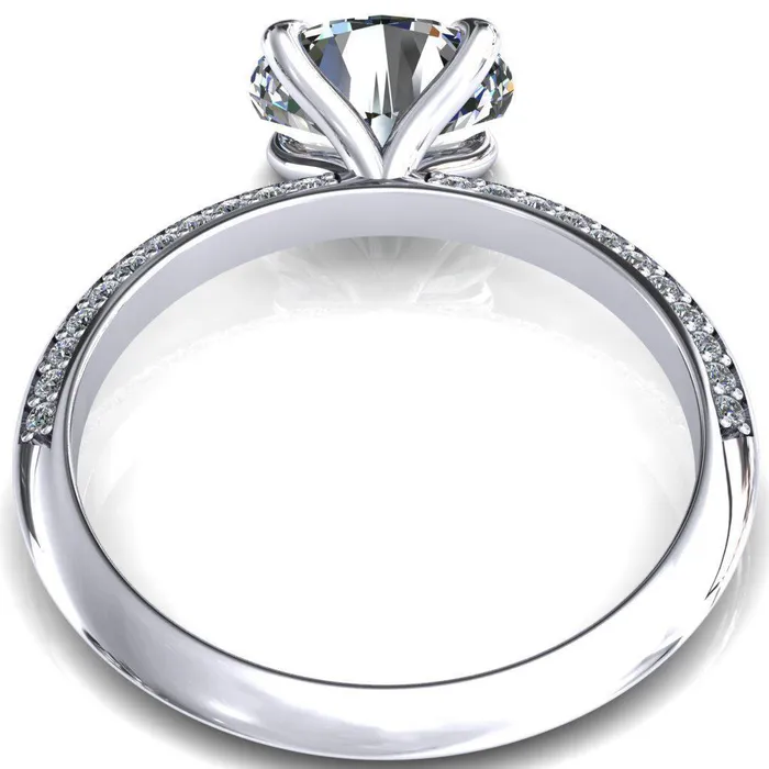 Rings Nancy Oval Center Stone EastWest 4 Prong 12 Eternity Diamond Knife Shank Accent Engagement Ring Fire Brilliance 