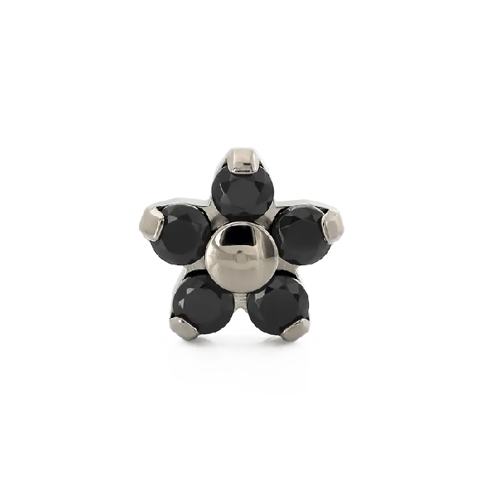 Rings Neometal Inc Flower Black CZ