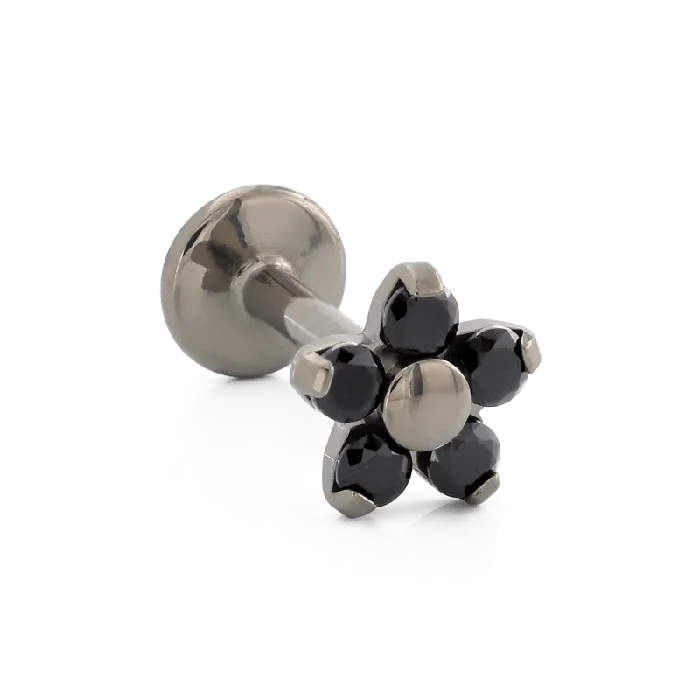 Rings Neometal Inc Flower Black CZ