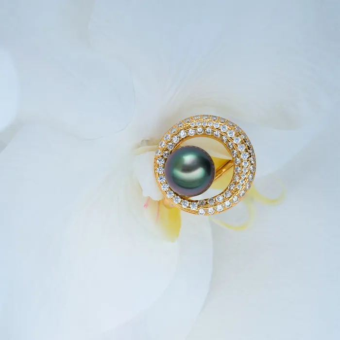 Rings Pearly Lustre Top Lustre Saltwater Tahitian Pearl Ring WR00302