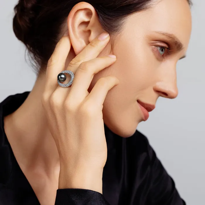 Rings Pearly Lustre Top Lustre Saltwater Tahitian Pearl Ring WR00302
