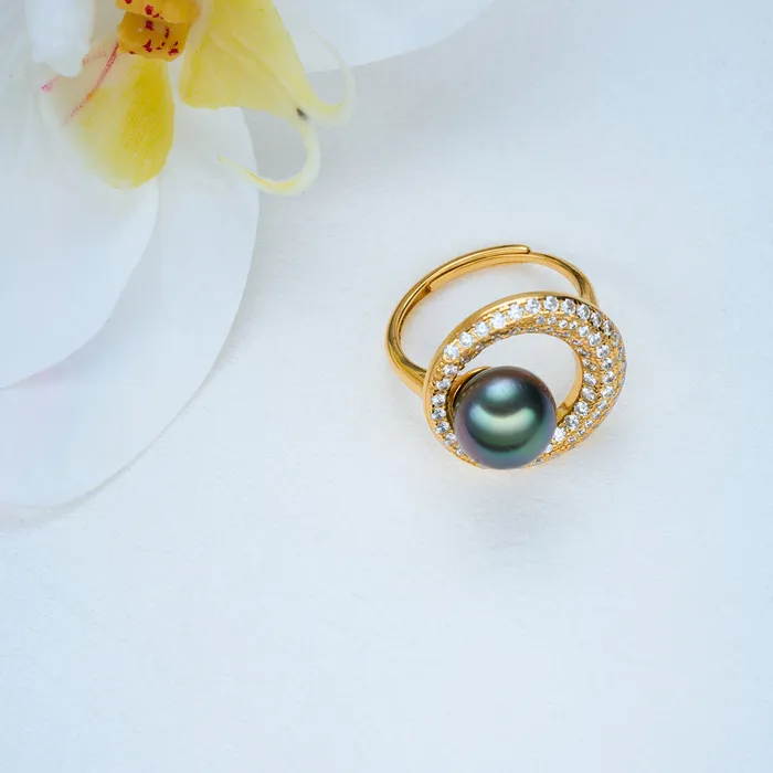 Rings Pearly Lustre Top Lustre Saltwater Tahitian Pearl Ring WR00302