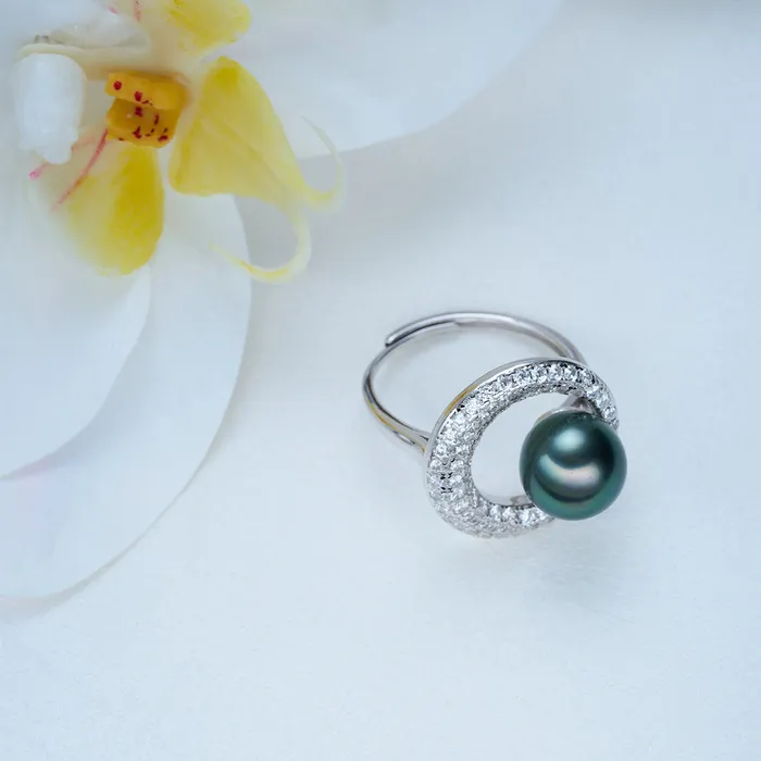 Rings Pearly Lustre Top Lustre Saltwater Tahitian Pearl Ring WR00302