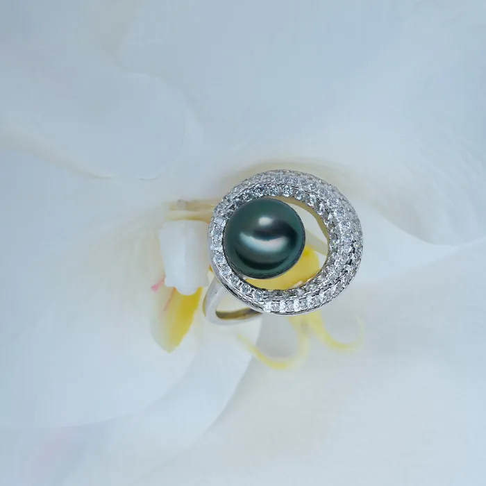 Rings Pearly Lustre Top Lustre Saltwater Tahitian Pearl Ring WR00302