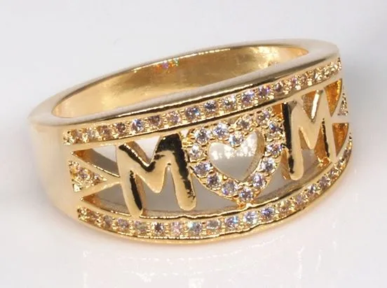 Rings POLLY R427 Gold Mom Rhinestones Heart Ring