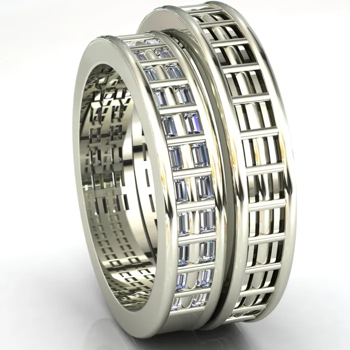Rings Rolling Baguettes Couples 34 Eternity Matching TwoBand Set Fire Brilliance Rings Rolling Baguettes Couples 34 Eternity Matching TwoBand Set Fire Brilliance