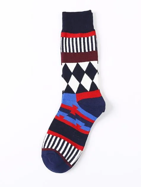 Rings SF902 Blue Red Festive Patterns Socks POLLY