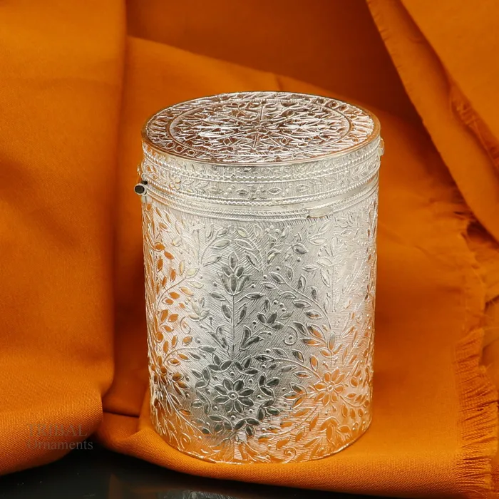 Rings TRIBAL ORNAMENTS 925 solid silver vintage style brides trinket box containercasket box bridal floral work box jewelry box silver utensils stb336