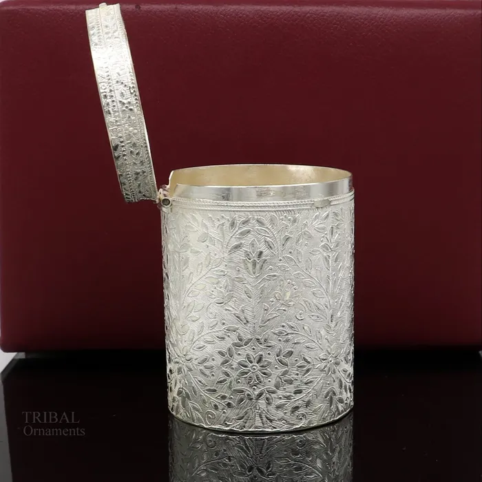 Rings TRIBAL ORNAMENTS 925 solid silver vintage style brides trinket box containercasket box bridal floral work box jewelry box silver utensils stb336