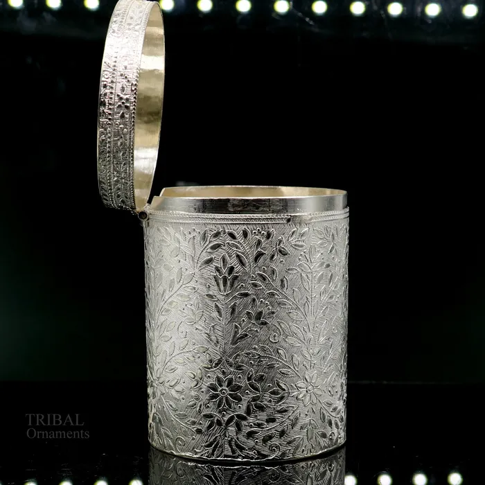 Rings TRIBAL ORNAMENTS 925 solid silver vintage style brides trinket box containercasket box bridal floral work box jewelry box silver utensils stb336