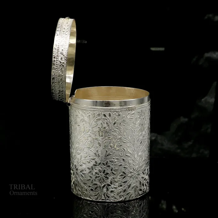 Rings TRIBAL ORNAMENTS 925 solid silver vintage style brides trinket box containercasket box bridal floral work box jewelry box silver utensils stb336