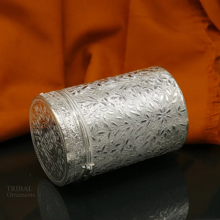 Rings TRIBAL ORNAMENTS 925 solid silver vintage style brides trinket box containercasket box bridal floral work box jewelry box silver utensils stb336
