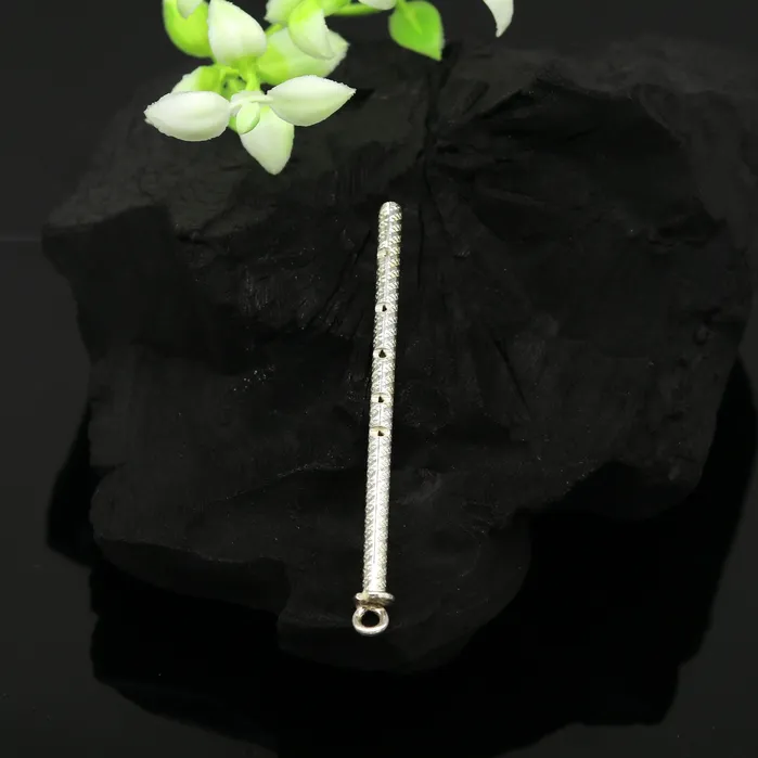 Rings TRIBAL ORNAMENTS 925 Solid sterling silver handmade Idol Krishna flute excellent krishna Bansoori laddu gopala flute best gifting silver article su66